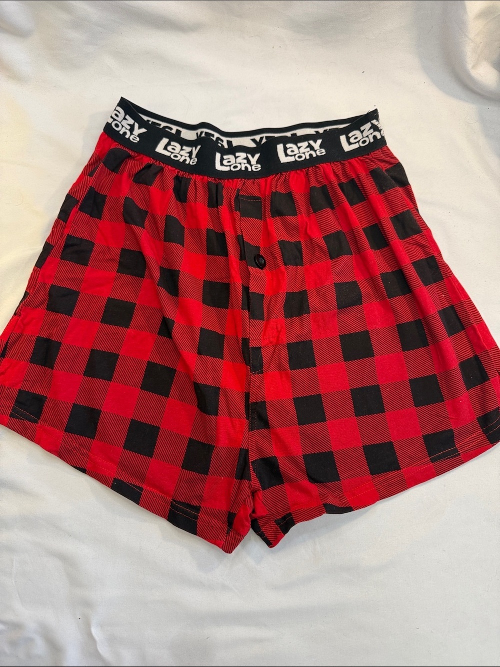Lazy One Red and Black Plaid Lounge Boxers